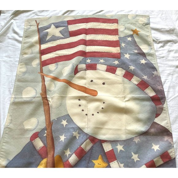 Patriotic Snowman Garden House Flag Christmas USA Toland Stars and Stripes - Picture 7 of 9